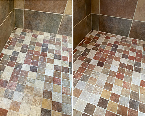Shower Before and After a Tile Cleaning in Tacoma, WA