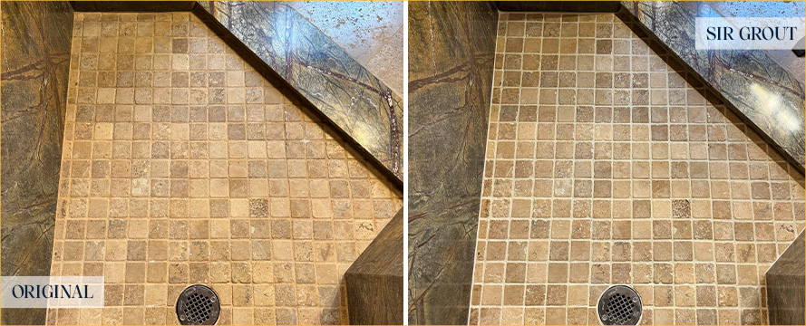 Shower Before and After a Flawless Grout Sealing in Buckley, WA