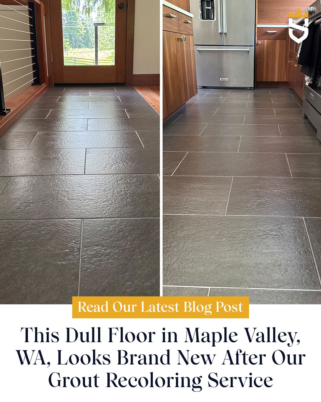 This Dull Floor in Maple Valley, WA, Looks Brand New After Our Grout Recoloring Service
